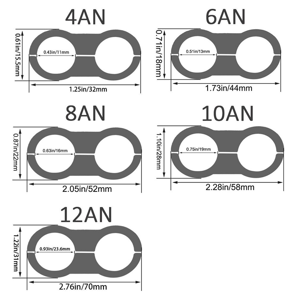 4Pcs 범용 알루미늄 AN4 AN6 AN8 AN10 빌렛 오일 연료 워터 호스 튜브 분리기 분배기 클램프 라인 키트