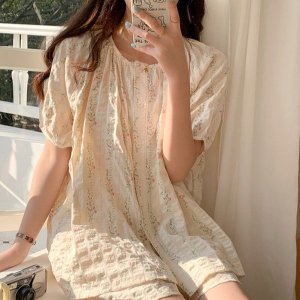 제이0 릴리 플라워 수면 잠옷 파자마 세트
