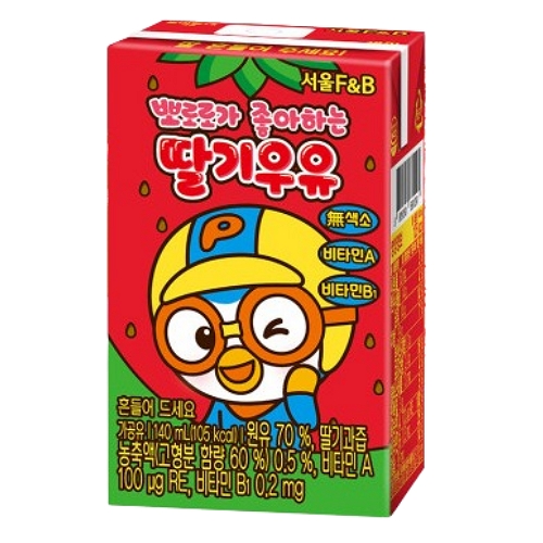 서울에프엔비 서울에프엔비 뽀로로가 좋아하는 딸기우유 140ml (리뉴얼)