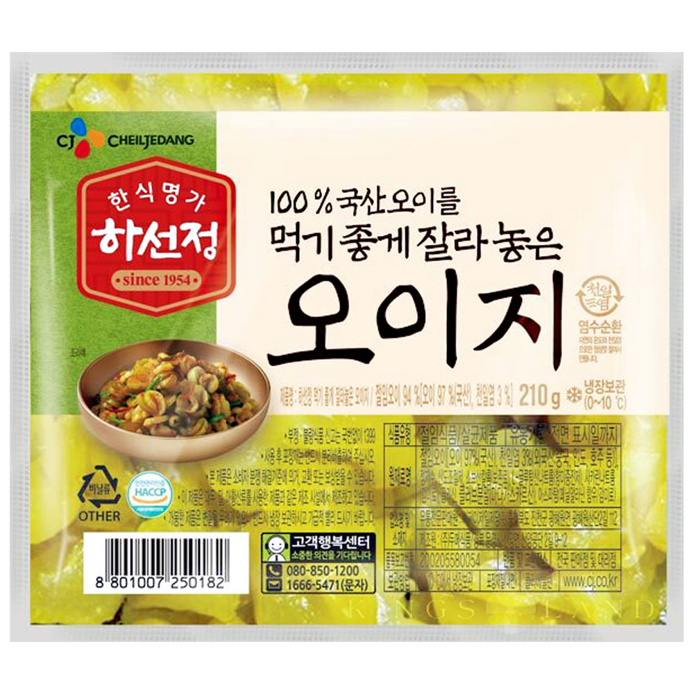 하선정 CJ 제일제당 하선정 먹기좋게 썰어놓은 오이지 210g 1개