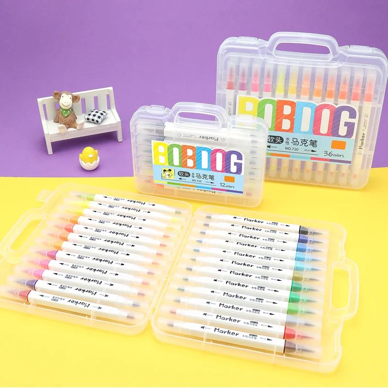 수성 마커 펜 세탁 학생 더블 헤드 소프트 컬러 아트 수채화 1 24PCS-SET