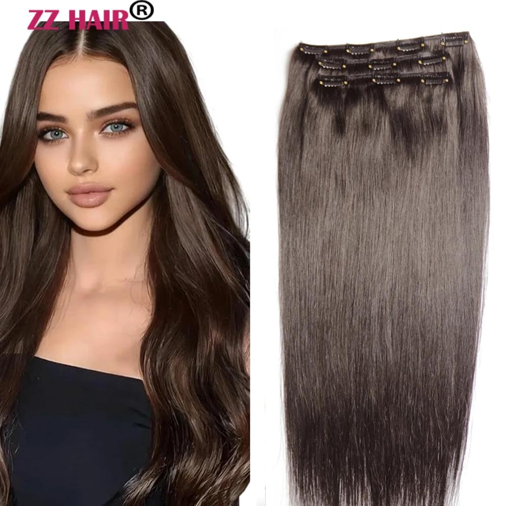 ZZHAIR 100 브라질 사람 레미 헤어 익스텐션 16 -24 클립인 3 개 세트 140g-160g