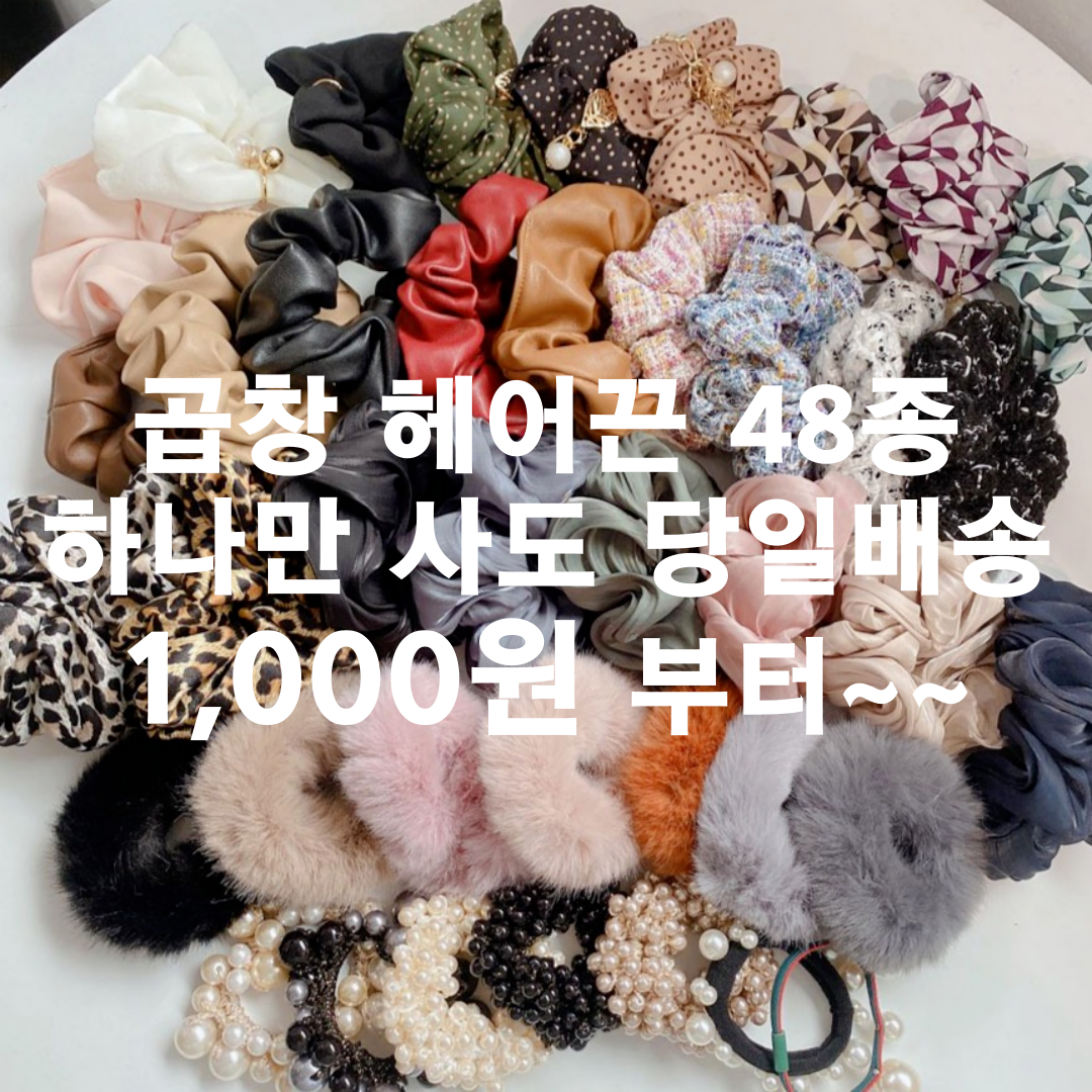대전언니 하나만사도 곱창머리끈 곱창밴드 헤어곱창 48종 기획전 30 체크진주곱창머리끈-베이지2900