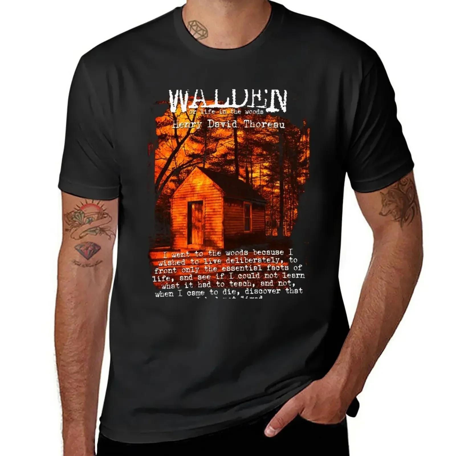 Walden by Henry David Thoreau 디자인 티셔츠 커스텀 디자인 나만의 카와이 옷 반팔 티 오버사이즈 티셔츠