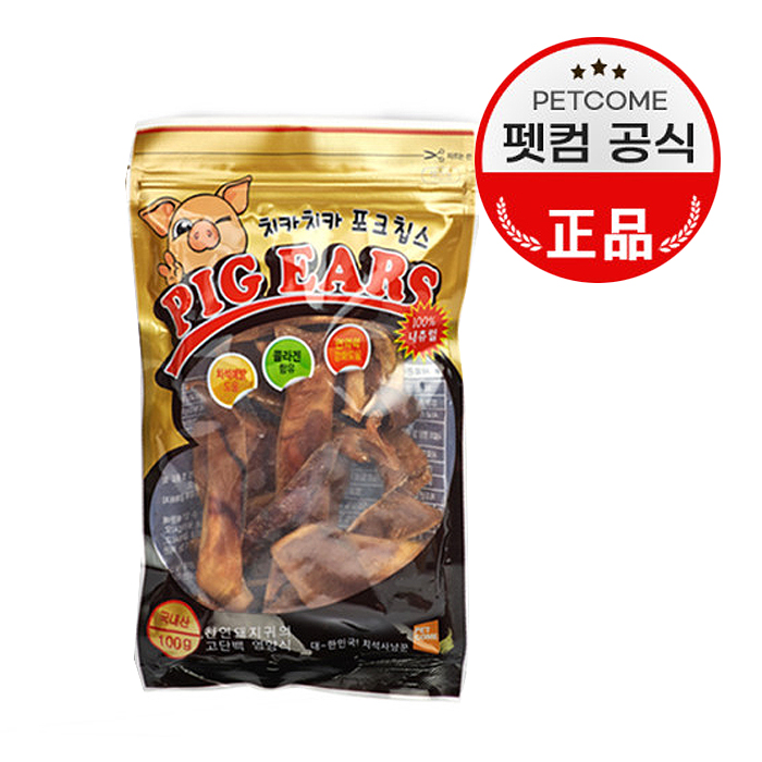 펫컴 돼지귀 콜라겐 포크칩스 치석제거 강아지껌 100g