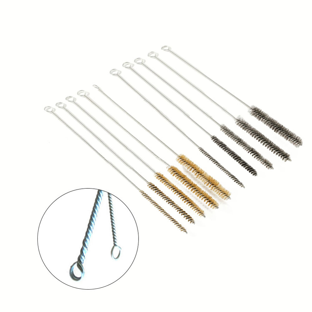 5 10pcs 청소 브러쉬 스테인레스 스틸 황동 실린더 와이어 튜브 파이프 파워 드릴 Descaling 녹 제거