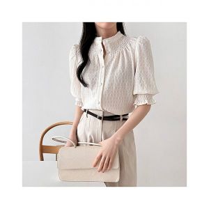 커스텀에이블 커스텀에이블 수피아 진주 버튼 블라우스 D C2405BL029B