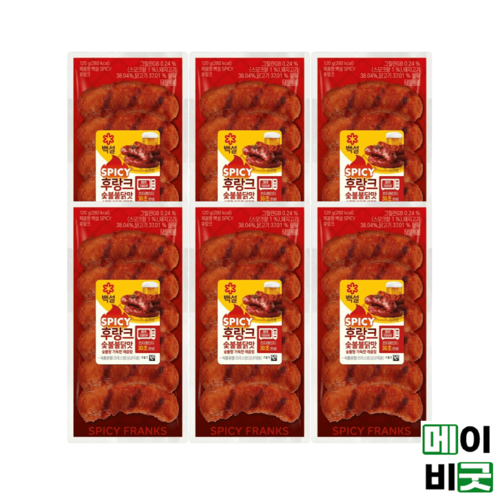 낭만상회 백설 숯불불닭맛후랑크 120g 5개