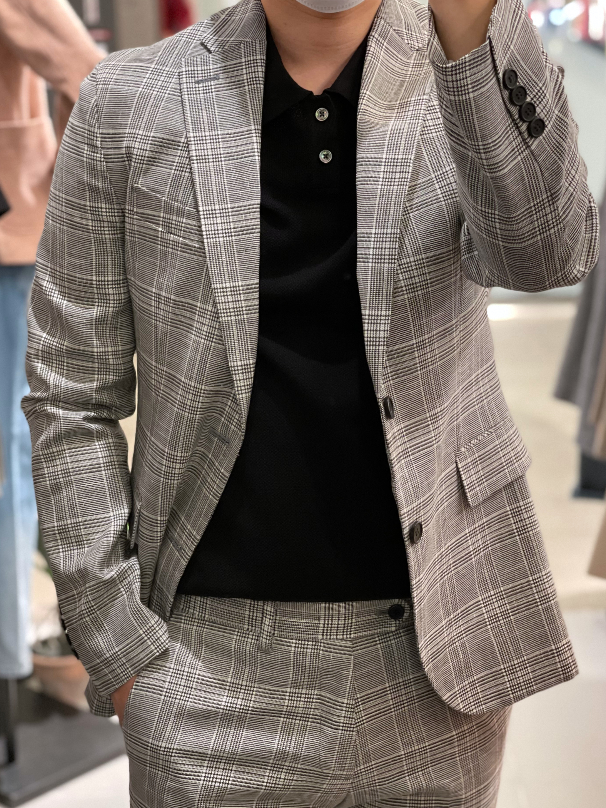 킨록 린넨 스트레치 글렌체크 슬림셋업수트 GD FZB51C2M2 FZ351L0M2