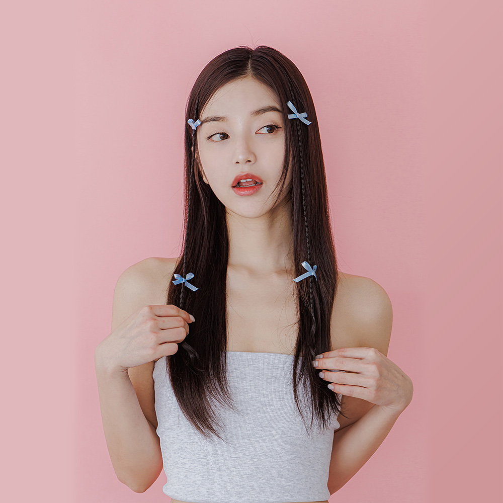 클립스 브레이드 땋은머리 가발 헤어피스 리본피스 레디투웨어 리본 브레이드