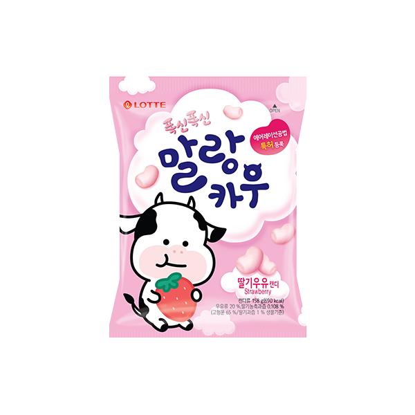 롯데 롯데 사무실 캔디 카라멜 말랑카우 딸기 158g x 2봉지 사탕 츄잉 주전부리 달달한 편의점 말랑말랑 새콤달콤한 쫀득함 간식