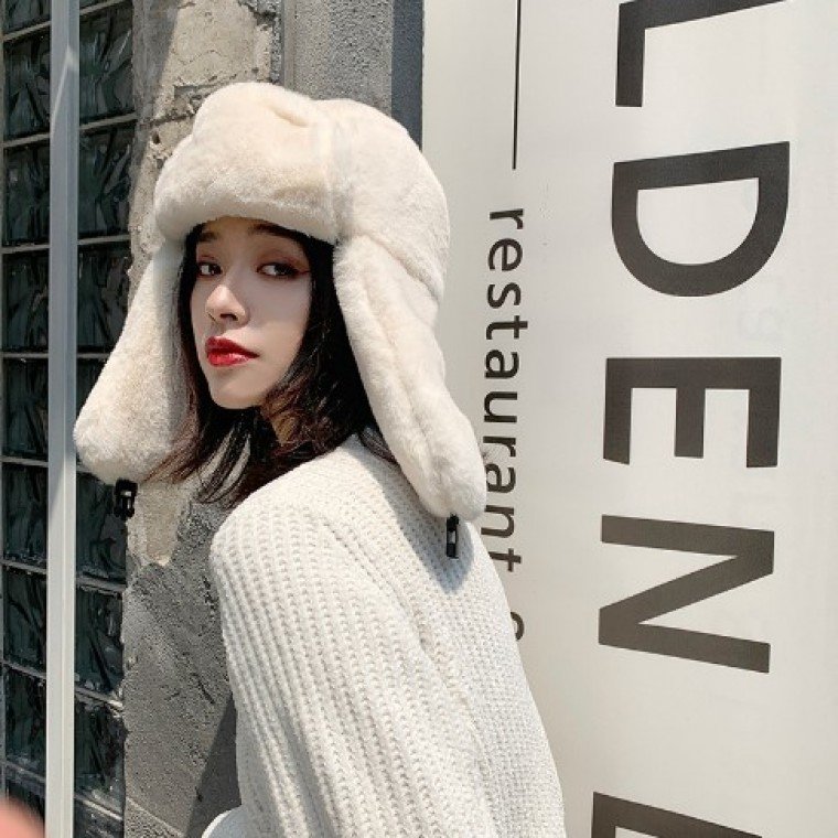 겨울 남녀공용 퍼 군밤모자 귀도리 항공모자