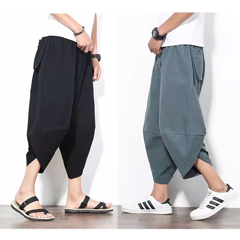 남자 린넨 여름 하렘팬츠 1P 데일리 밴딩 얇은