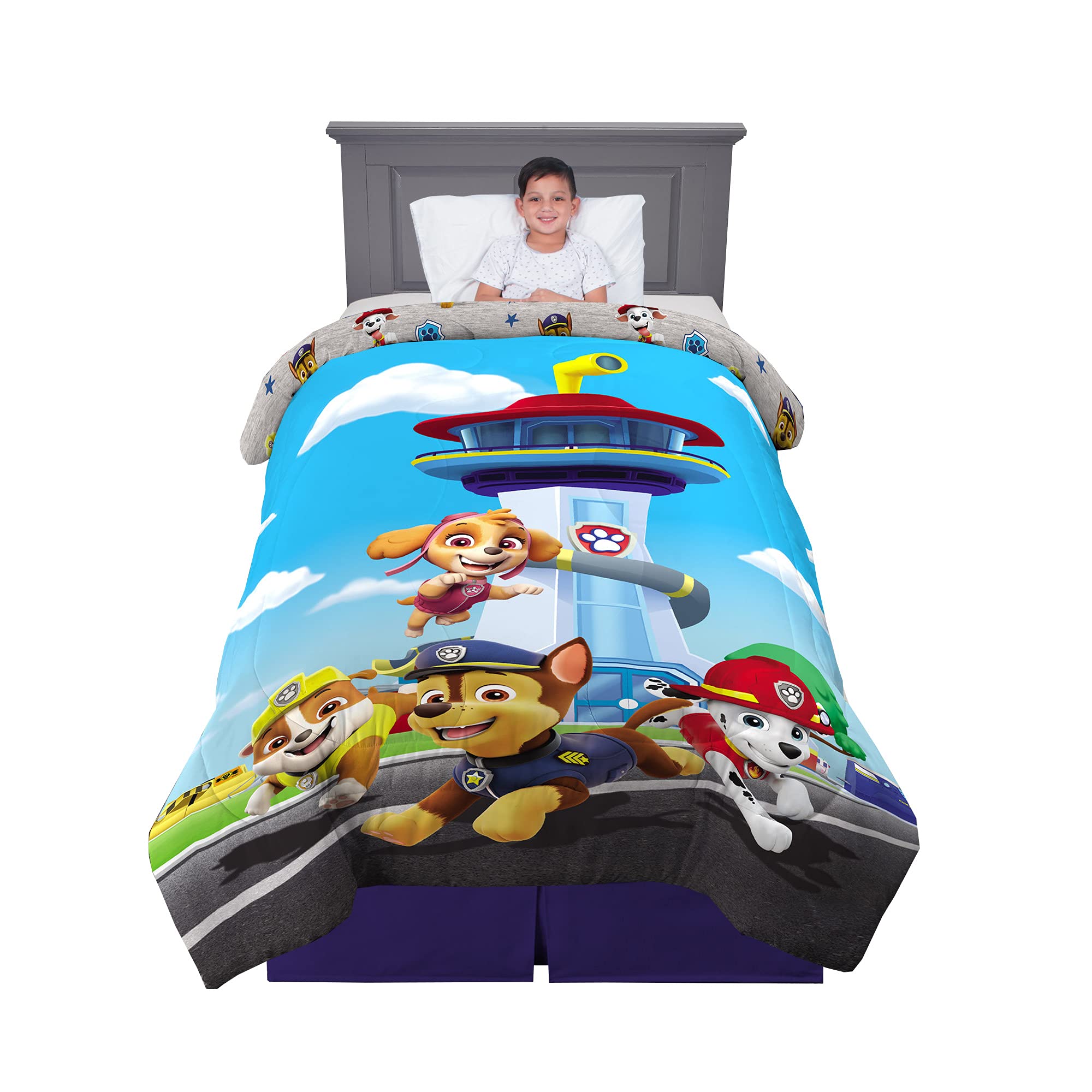 Franco Kids Bedding 슈퍼 소프트 극세사 양면 이불 트윈 풀 퍼피 구조대