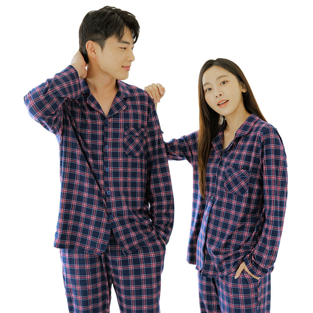 폭스클럽 가볍고 피치기모 남성여성 체크잠옷 커플파자마 홈웨어상하세트