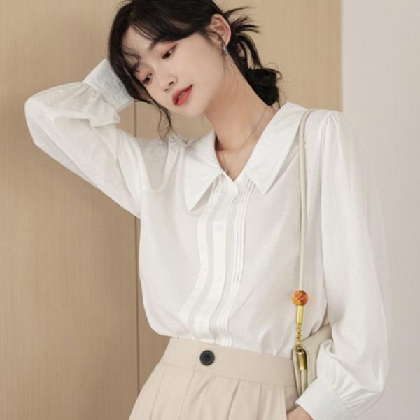 여성 하늘하늘 셔링 빅카라 긴팔 블라우스 1P 하객룩
