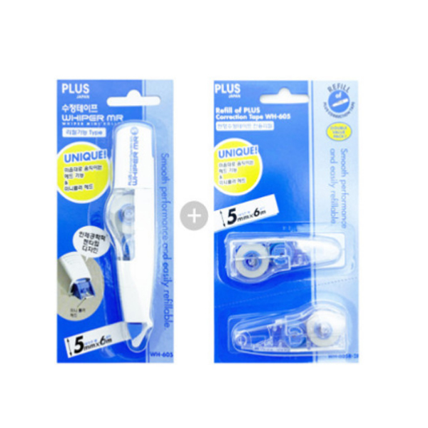 모닝글로리 모닝글로리 모닝글로리 PLUS 플러스 수정테이프 및리필 5mmx6m WH-605