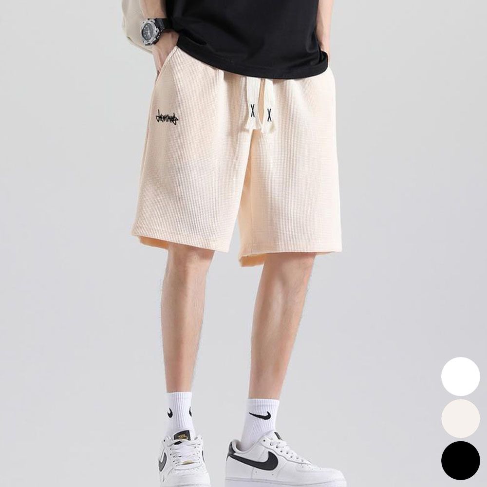 남자 여름 데일리 허리 밴딩 편한 와플 면 반바지