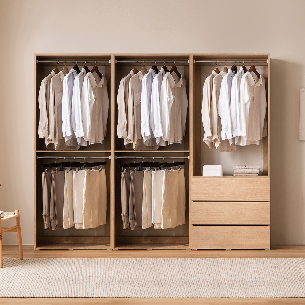 아씨방 코튼 모듈형 240cm 2단행거 + 서랍옷장