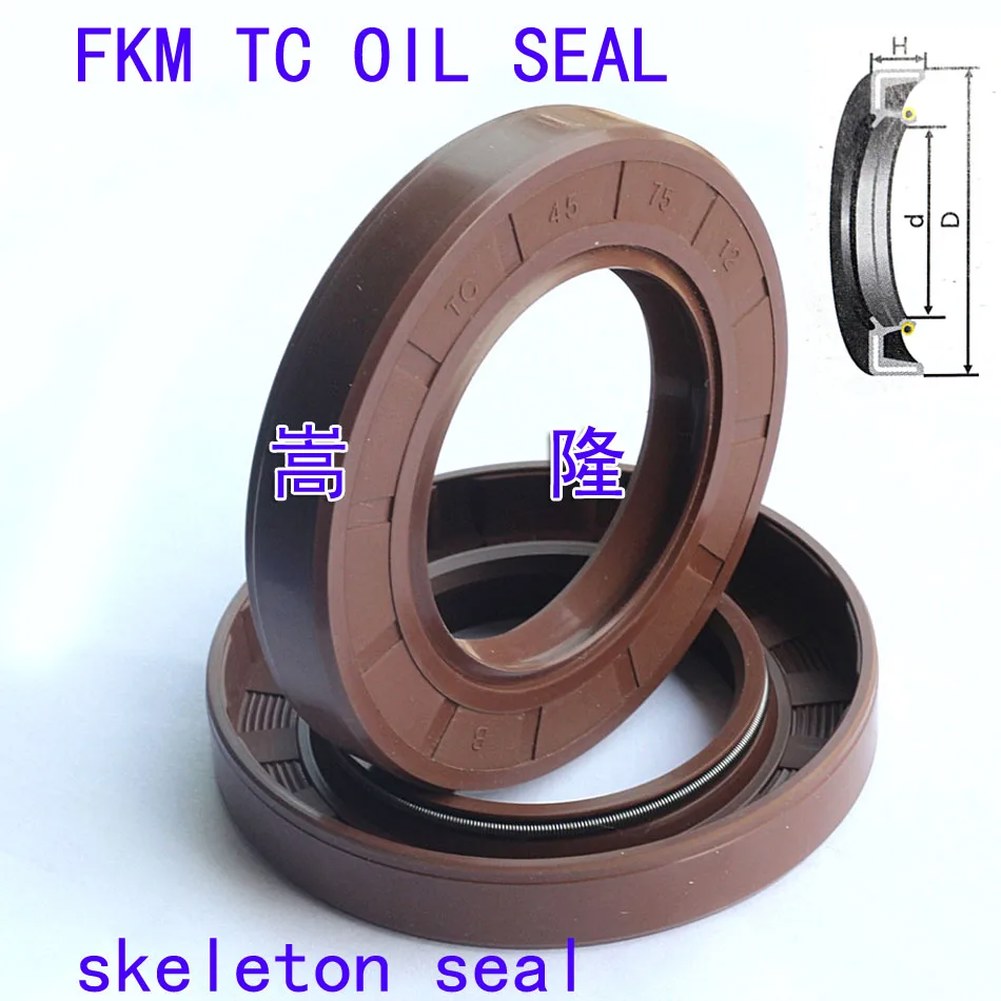 TC 20 30 47 50 52 22 32 35 38 40 42 45 47 48 7 8 10 스켈레톤 더블 립 다크 FKM 고무 오일 2PC