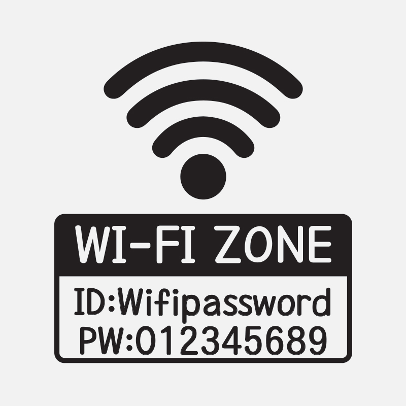 뮤즈 와이파이 비밀번호 카페 스티커 시트지 WIFI ZONE L-검정 WIFI-001