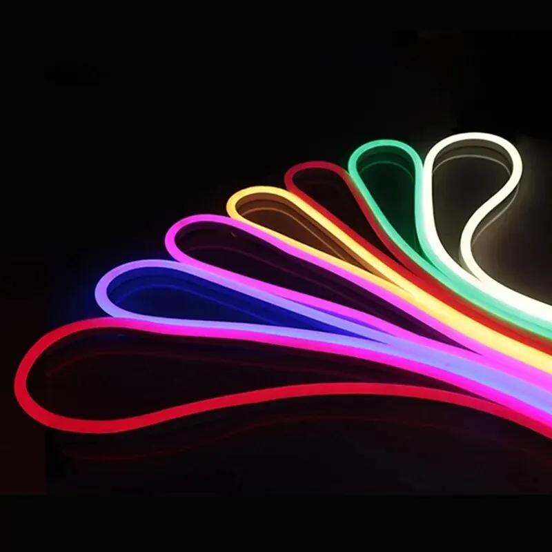 LED 네온 스트립 라이트 실리카 젤 유연한 튜브 LED 조명 방수 IP65 벽 배경 조명 홈 데코 2m 12V