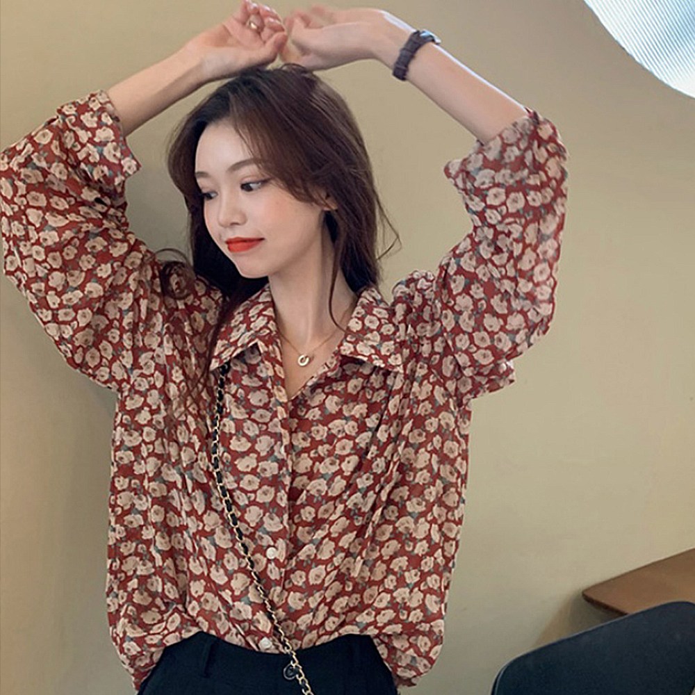 루나걸 미네 플라워 블라우스 M