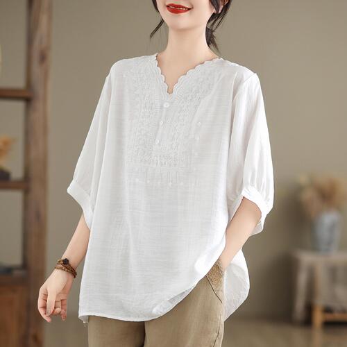 린넨 라운드넥 복부커버 반팔 티셔츠 BS13298