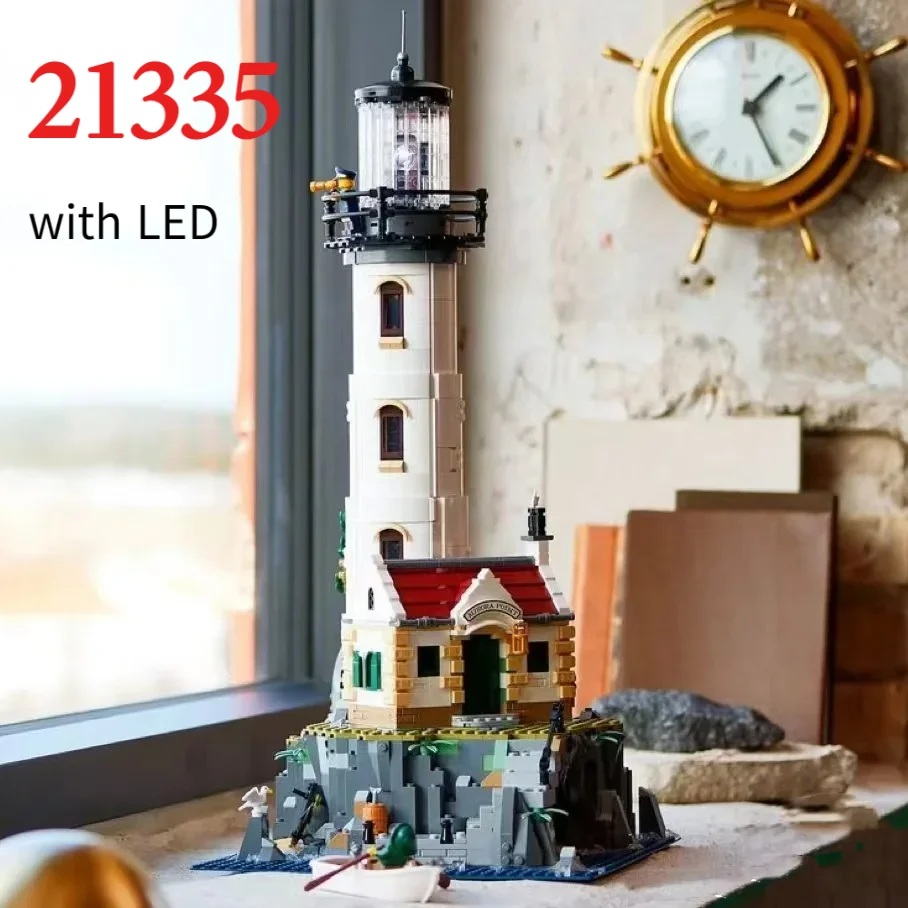 새로운 전기 등대 21335 MOC 2065pcs 모델 빌딩 블록 어린이를위한 전동 벽돌 조립 장난감 퍼즐 퍼즐 선물