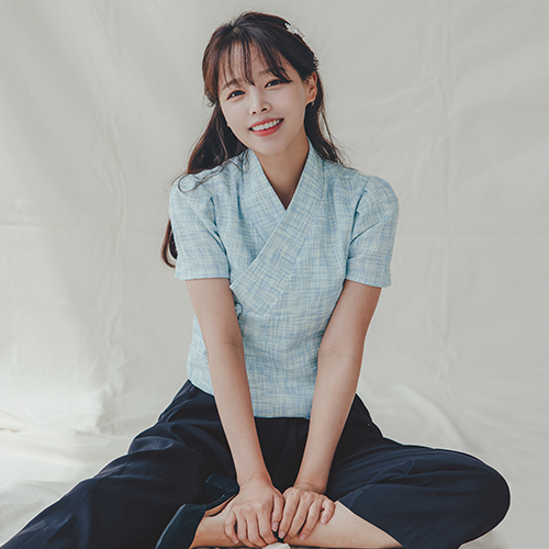 수설화 수설화 여성 여자 생활한복 개량한복 하늘 장저고리 M 55