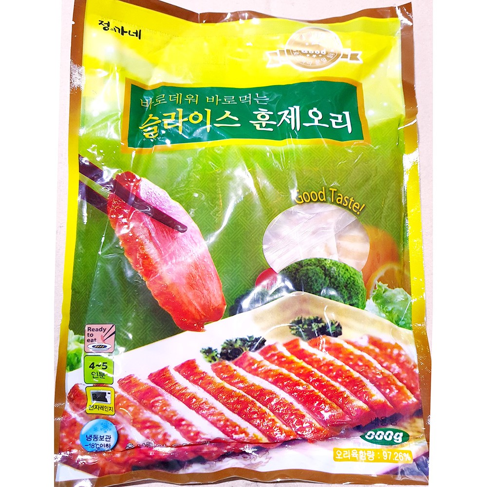 오성푸드 훈제오리 슬정이가네신우 800g 캠핑안주 오리고기 훈 1개 800g