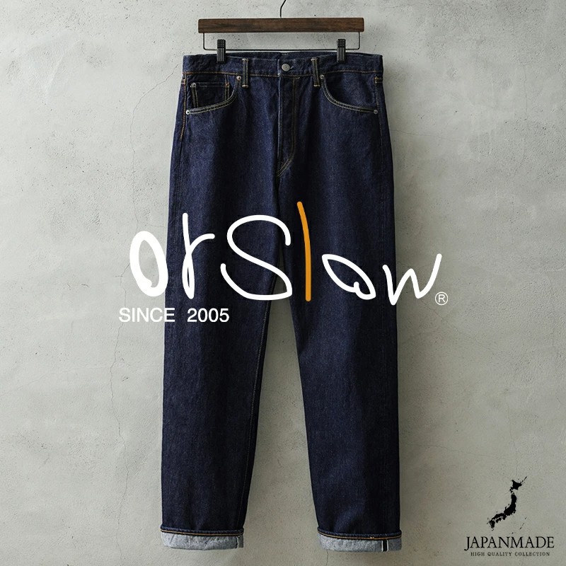 오어슬로우 스탠다드 5포켓 데님 ORSLOW 105 팬츠 남성 원워시 일본 셀비지 청바지