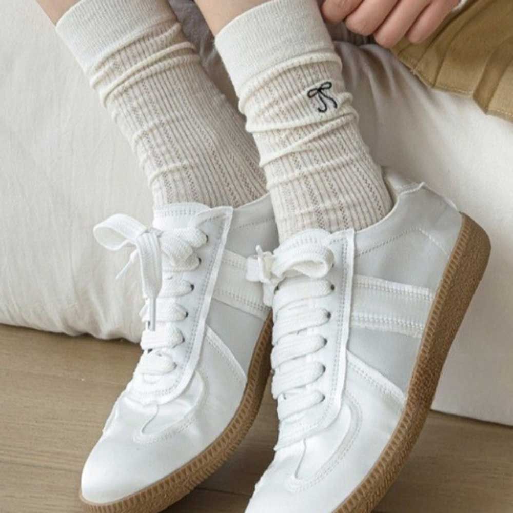 펀칭 디자인 리본장식 롱양말 스커트코디 양말
