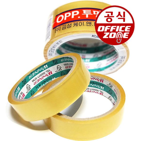 오피스존 오피스존 오피스존 금성 러버 투명 OPP박스테이프 x2등분 25M 1개 포장