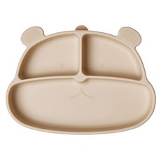 마미스테이블 유아식판 유아용 먹자곰 흡착 푸드그레이드 실리콘 식판 샌드브라운 1개 단품