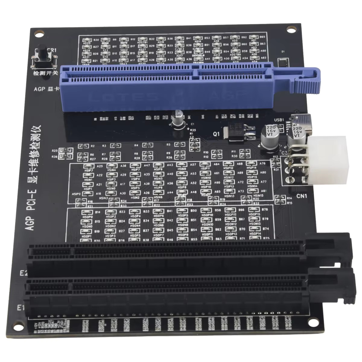 AGP 이중 목적 소켓 테스터 비디오 카드 검사기 그래픽 진단 도구 디스플레이 이미지 PCI-E X16