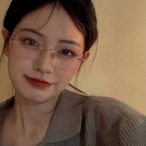 블루라이트차단 레트로 사각 긱시크 무테안경 y2k 연예인 안경테