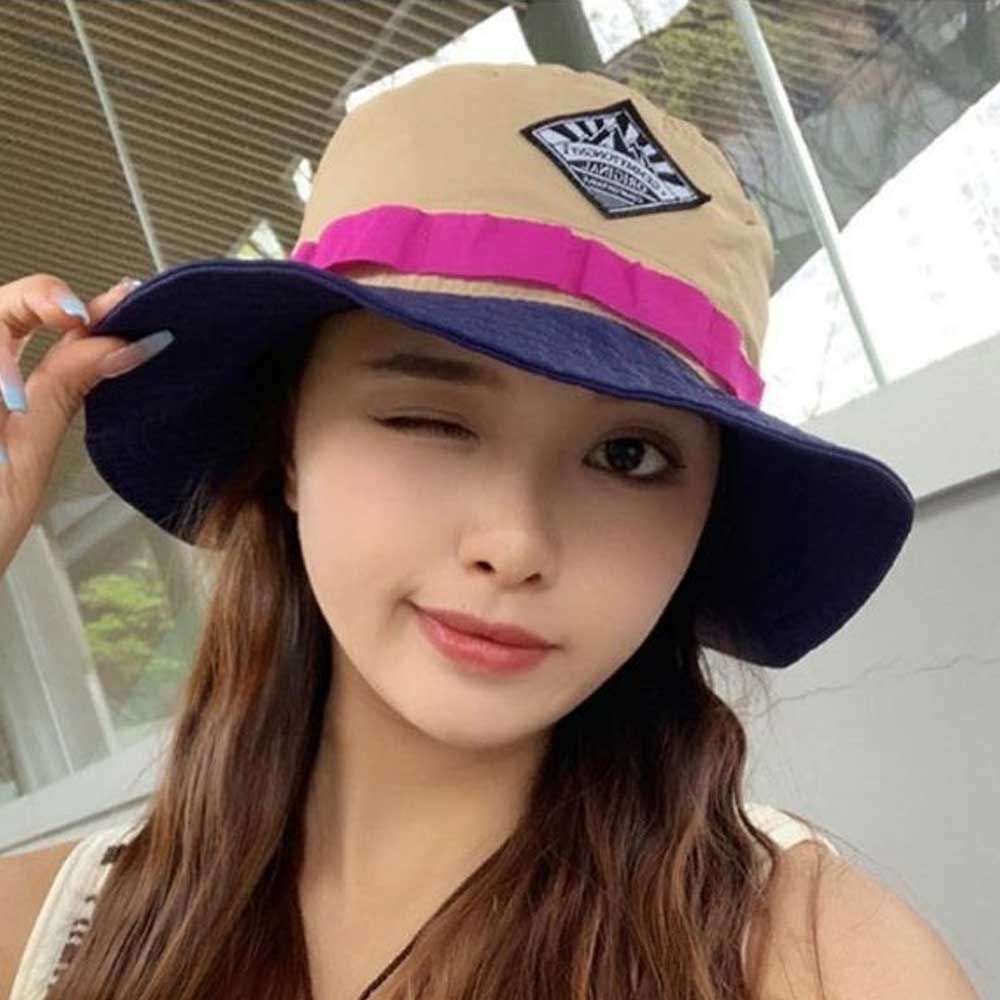 남녀 공용 등산 낚시 룩 코디 배색 접이식 버킷 햇 카키