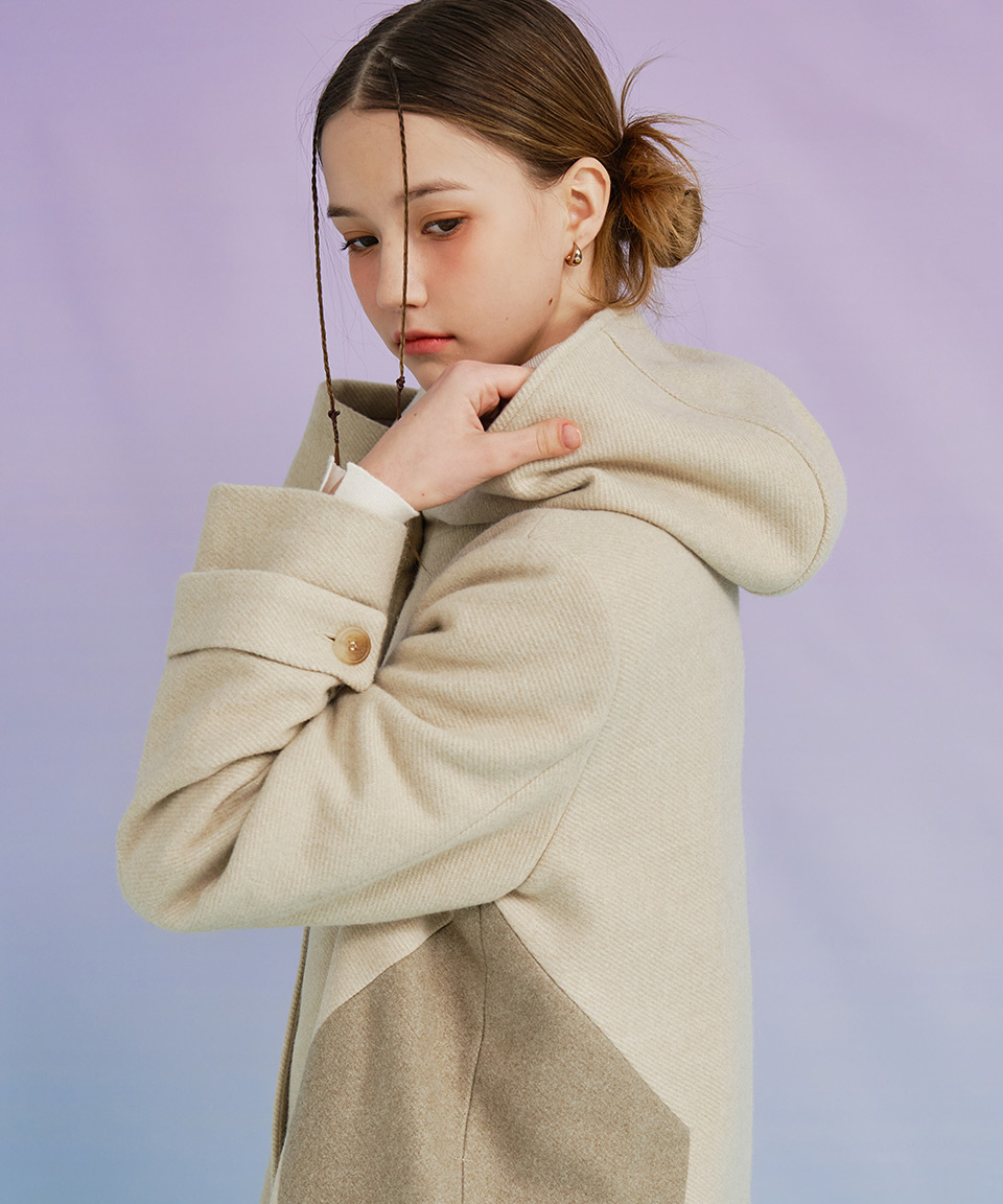 레터프롬문 Similar Two Tone Hood Wool Coat