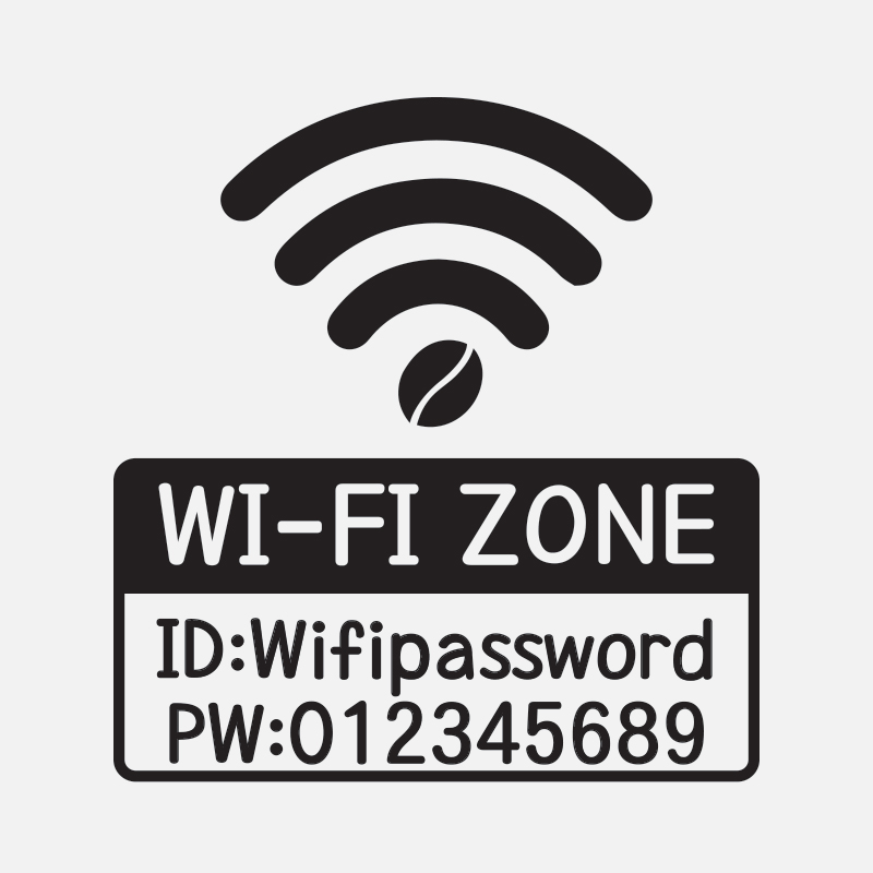 뮤즈 와이파이 비밀번호 카페 스티커 시트지 WIFI ZONE L-검정 WIFI-004