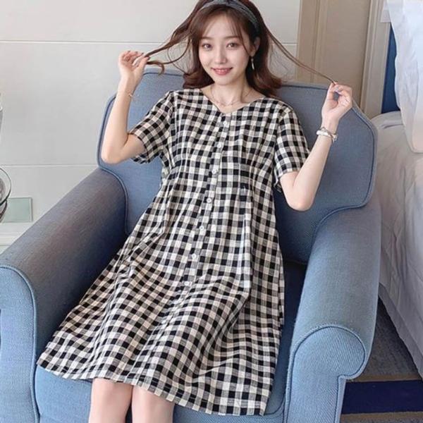 브이넥 단추 여름 캐주얼 썸머 원피스 패턴
