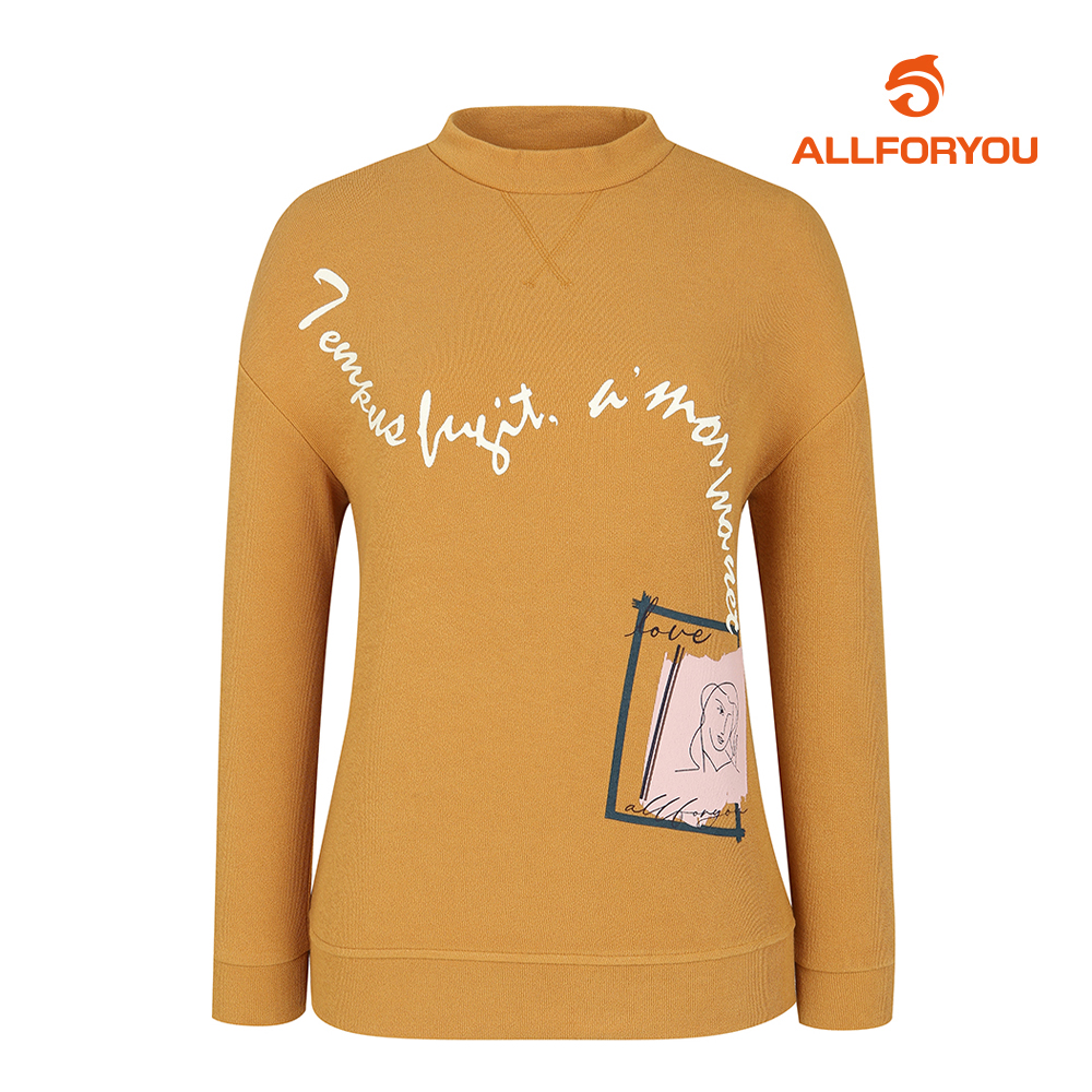 올포유 올포유 FW 여성 루즈핏 모크넥 레터링 티셔츠 ALTRK9231-217