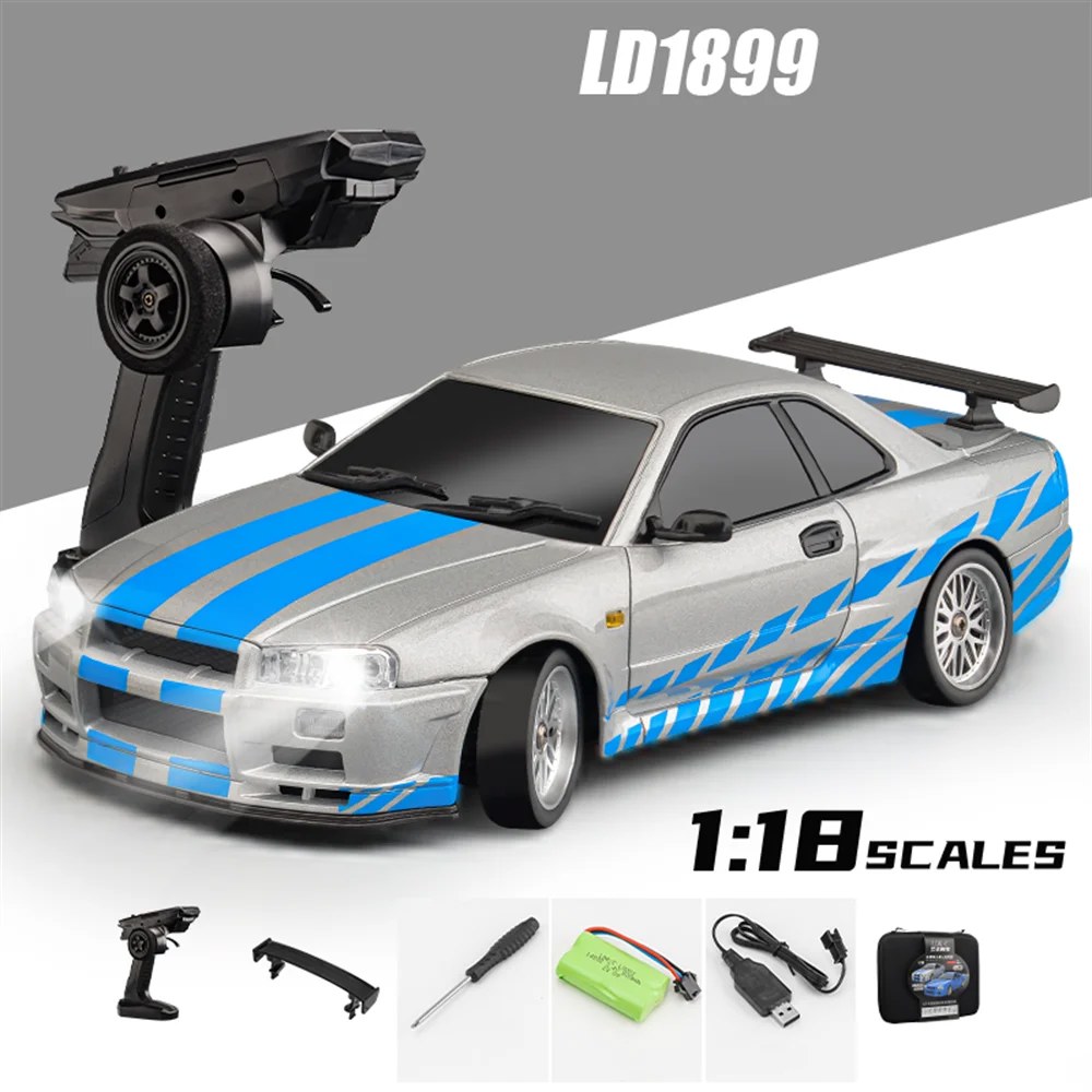LDRC 1899 RTR 2 4G RWD 카 드리프트 R34 자이로 라이트 온로드 완전 비례 합금 바디 쉘 레이싱 차량 M