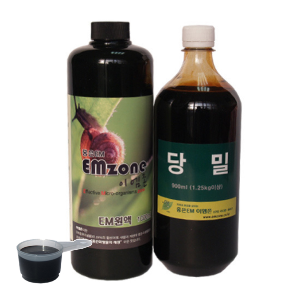 이엠존 가든팜 이엠 EM 원액 이엠존 당밀 EM원액1리터 당밀1리터 계량컵 1개
