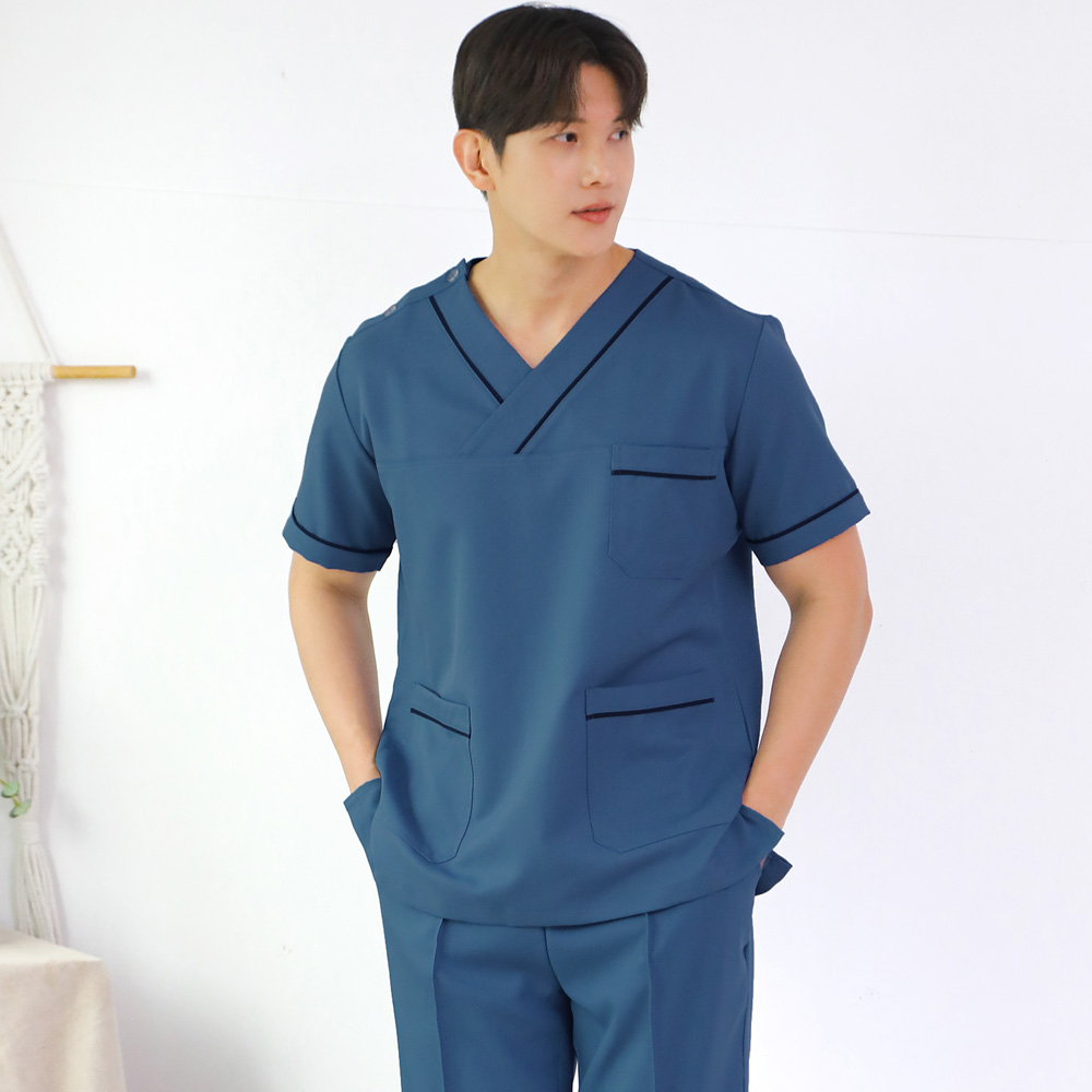 누림상사 누림상사 V넥 남성 수술복 상의 간호사복 간호복 병원유니폼 VP 상의 -110 다크스카이
