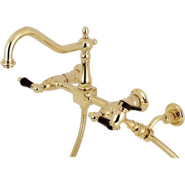 KINGSTON BRASS 킹스턴 브라스 공작부인 브릿지 주방 수도꼭지 연마된 KS1242PKLBS