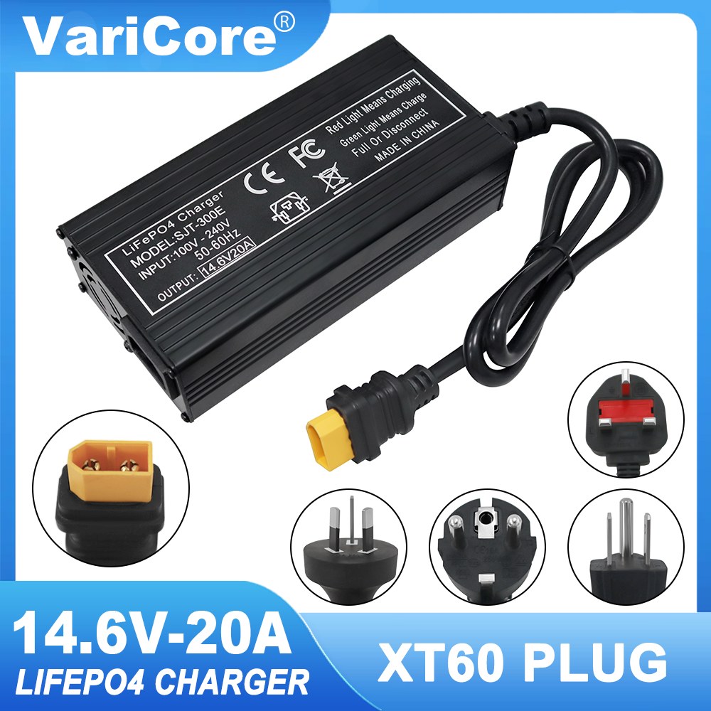 VariCore 14 6V 20A 스마트 Lifepo4 배터리 충전기 리튬 철 인산염 팩용 4S 12V 고전력 110-220V