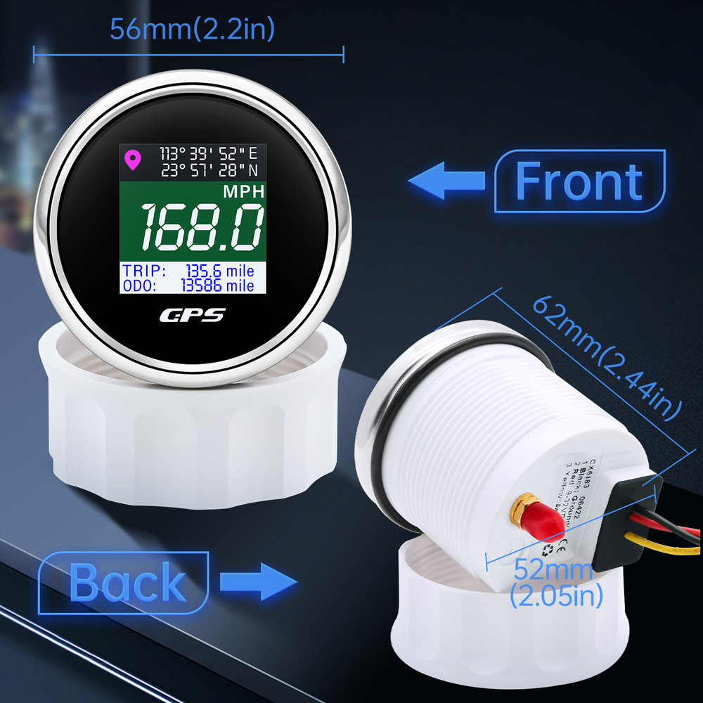 디지털 GPS 속도계 TFT 스크린 트립 ODO Mph 매듭 GPS 안테나 모터 보트 자동차 RV 속도 계량기 1