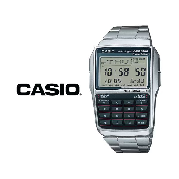 카시오 카시오 CASIO 데이터뱅크 레트로 빈티지 계산기 전자 메탈 손목시계 DBC-32D-1A