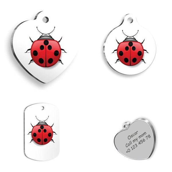 LADYBUG 럭 개인화된 도그 태그 커스텀 네임 강아지 고양이용 ID 펫 고양이 각인 하트